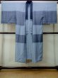 Photo1: M1128E Vintage Japanese  Grayish Light Blue Men's Juban / Silk. Plaid Checks   (Grade B) (1)
