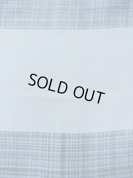 Photo4: M1128E Vintage Japanese  Grayish Light Blue Men's Juban / Silk. Plaid Checks   (Grade B) (4)