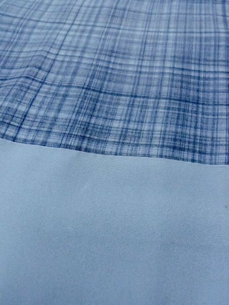 Photo9: M1128E Vintage Japanese  Grayish Light Blue Men's Juban / Silk. Plaid Checks   (Grade B) (9)