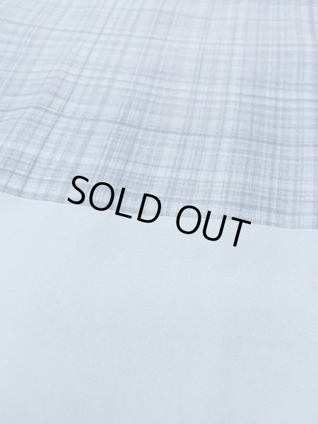 Photo9: M1128E Vintage Japanese  Grayish Light Blue Men's Juban / Silk. Plaid Checks   (Grade B) (9)