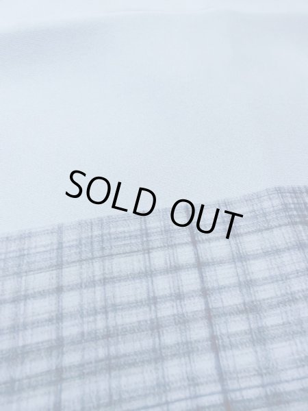 Photo10: M1128E Vintage Japanese  Grayish Light Blue Men's Juban / Silk. Plaid Checks   (Grade B) (10)