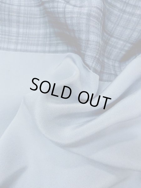 Photo11: M1128E Vintage Japanese  Grayish Light Blue Men's Juban / Silk. Plaid Checks   (Grade B) (11)