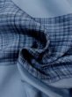 Photo12: M1128E Vintage Japanese  Grayish Light Blue JUBAN undergarment / Silk. Plaid Checks   (Grade B) (12)