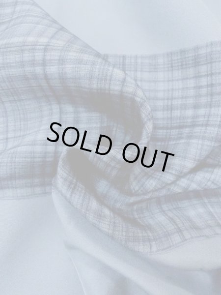 Photo12: M1128E Vintage Japanese  Grayish Light Blue Men's Juban / Silk. Plaid Checks   (Grade B) (12)