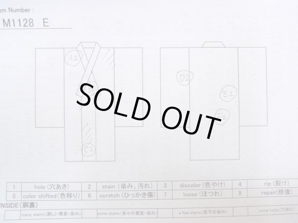 Photo13: M1128E Vintage Japanese  Grayish Light Blue Men's Juban / Silk. Plaid Checks   (Grade B) (13)