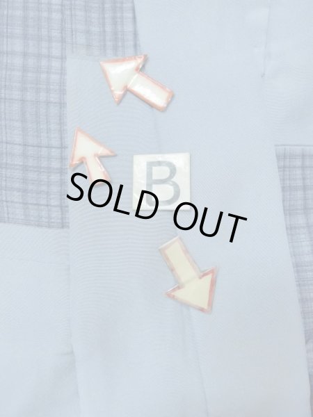 Photo15: M1128E Vintage Japanese  Grayish Light Blue Men's Juban / Silk. Plaid Checks   (Grade B) (15)