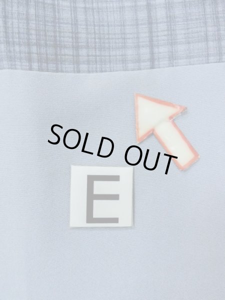 Photo18: M1128E Vintage Japanese  Grayish Light Blue Men's Juban / Silk. Plaid Checks   (Grade B) (18)