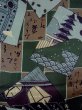 Photo3: M1128F Vintage Japanese   Green Men's Juban / Silk. Temple,   (Grade C) (3)