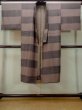 Photo1: M1128G Vintage Japanese   Brown JUBAN undergarment / Silk. Plaid Checks   (Grade A) (1)