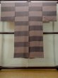 Photo2: M1128G Vintage Japanese   Brown JUBAN undergarment / Silk. Plaid Checks   (Grade A) (2)