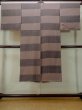 Photo2: M1128G Vintage Japanese   Brown Men's Juban / Silk. Plaid Checks   (Grade A) (2)