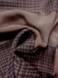 Photo9: M1128G Vintage Japanese   Brown JUBAN undergarment / Silk. Plaid Checks   (Grade A) (9)