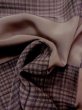 Photo9: M1128G Vintage Japanese   Brown Men's Juban / Silk. Plaid Checks   (Grade A) (9)