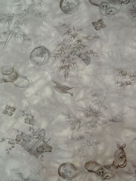 Photo3: M1128H Vintage Japanese   Gray Men's Juban / Silk. UME plum bloom,   (Grade B) (3)