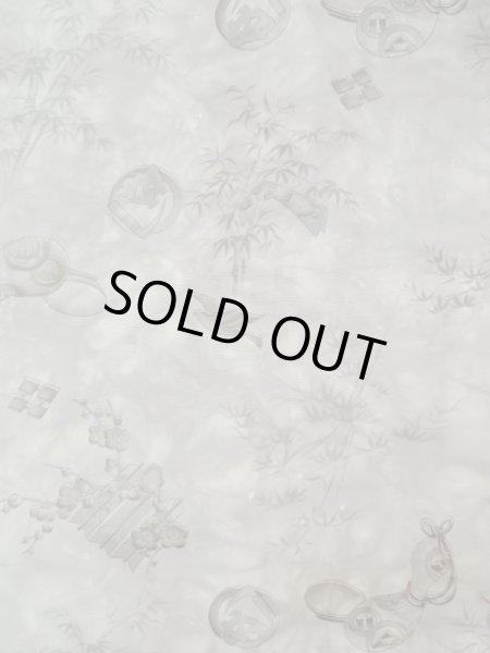 Photo3: M1128H Vintage Japanese   Gray Men's Juban / Silk. UME plum bloom,   (Grade B) (3)