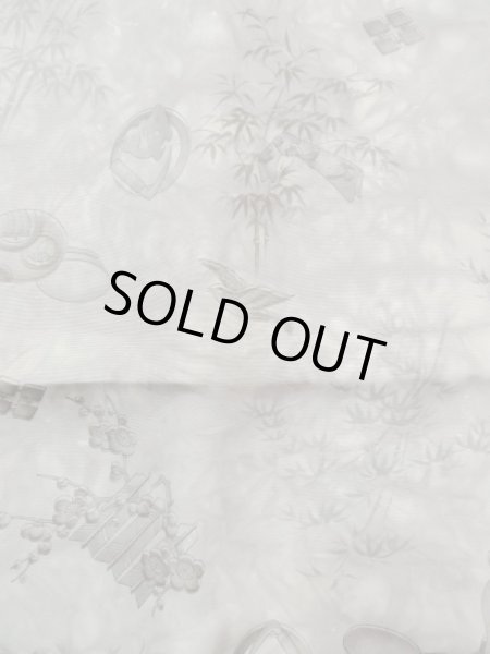 Photo4: M1128H Vintage Japanese   Gray Men's Juban / Silk. UME plum bloom,   (Grade B) (4)