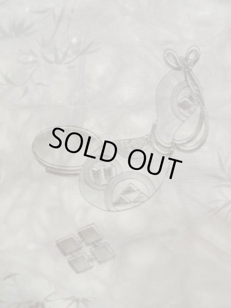 Photo5: M1128H Vintage Japanese   Gray Men's Juban / Silk. UME plum bloom,   (Grade B) (5)