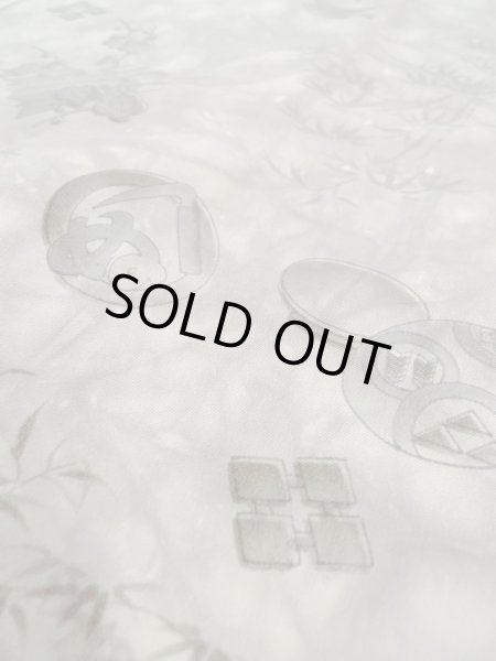 Photo9: M1128H Vintage Japanese   Gray Men's Juban / Silk. UME plum bloom,   (Grade B) (9)