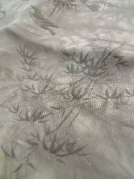 Photo10: M1128H Vintage Japanese   Gray Men's Juban / Silk. UME plum bloom,   (Grade B) (10)