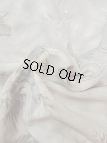 Photo11: M1128H Vintage Japanese   Gray Men's Juban / Silk. UME plum bloom,   (Grade B) (11)