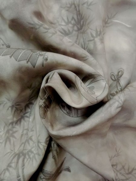 Photo12: M1128H Vintage Japanese   Gray Men's Juban / Silk. UME plum bloom,   (Grade B) (12)