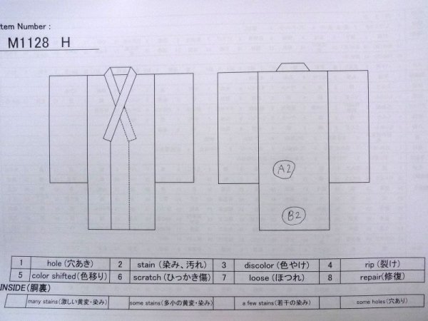 Photo13: M1128H Vintage Japanese   Gray Men's Juban / Silk. UME plum bloom,   (Grade B) (13)