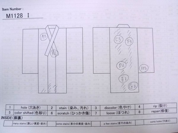 Photo10: M1128I Vintage Japanese  Grayish Green Men's Juban / Silk. Tiger,   (Grade C) (10)