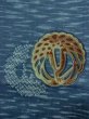 Photo5: M1128J Vintage Japanese   Blue Men's Juban / Wool. Bird, Sword guard pattern  (Grade D) (5)