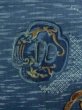 Photo6: M1128J Vintage Japanese   Blue JUBAN undergarment / Wool. Bird, Sword guard pattern  (Grade D) (6)