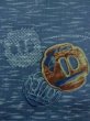 Photo7: M1128J Vintage Japanese   Blue Men's Juban / Wool. Bird, Sword guard pattern  (Grade D) (7)
