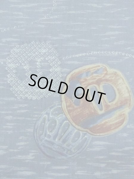 Photo7: M1128J Vintage Japanese   Blue Men's Juban / Wool. Bird, Sword guard pattern  (Grade D) (7)