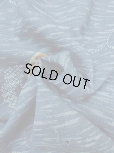 Photo11: M1128J Vintage Japanese   Blue Men's Juban / Wool. Bird, Sword guard pattern  (Grade D) (11)