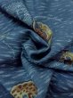 Photo12: M1128J Vintage Japanese   Blue JUBAN undergarment / Wool. Bird, Sword guard pattern  (Grade D) (12)