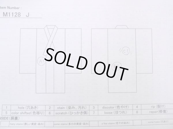 Photo13: M1128J Vintage Japanese   Blue Men's Juban / Wool. Bird, Sword guard pattern  (Grade D) (13)