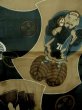 Photo4: M1128K Vintage Japanese   Black Men's Juban / Synthetic. Rock Seven Gods of Fortune design, old coins pattern.  (Grade D) (4)