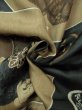 Photo12: M1128K Vintage Japanese   Black JUBAN undergarment / Synthetic. Rock Seven Gods of Fortune design, old coins pattern.  (Grade D) (12)
