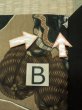 Photo15: M1128K Vintage Japanese   Black JUBAN undergarment / Synthetic. Rock Seven Gods of Fortune design, old coins pattern.  (Grade D) (15)