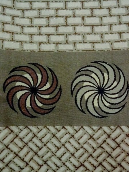 Photo7: M1128L Vintage Japanese   Brown Men's Juban / Synthetic. Wickerworks, Gourd, Japanese chess piece pattern  (Grade C) (7)