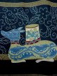 Photo5: M1128M Vintage Japanese   Indigo Blue Men's Juban / Synthetic. Bird,   (Grade C) (5)