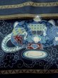 Photo6: M1128M Vintage Japanese   Indigo Blue Men's Juban / Synthetic. Bird,   (Grade C) (6)