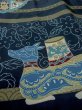 Photo7: M1128M Vintage Japanese   Indigo Blue Men's Juban / Synthetic. Bird,   (Grade C) (7)