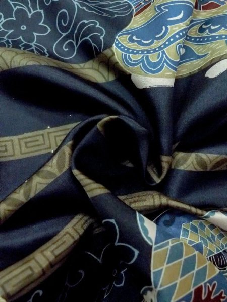 Photo10: M1128M Vintage Japanese   Indigo Blue Men's Juban / Synthetic. Bird,   (Grade C) (10)
