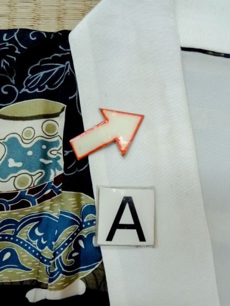 Photo13: M1128M Vintage Japanese   Indigo Blue Men's Juban / Synthetic. Bird,   (Grade C) (13)