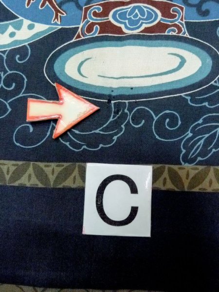 Photo15: M1128M Vintage Japanese   Indigo Blue Men's Juban / Synthetic. Bird,   (Grade C) (15)
