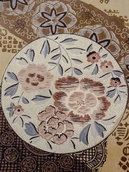 Photo5: M1128N Vintage Japanese   Brown Men's Juban / Cotton. Flower,   (Grade D) (5)