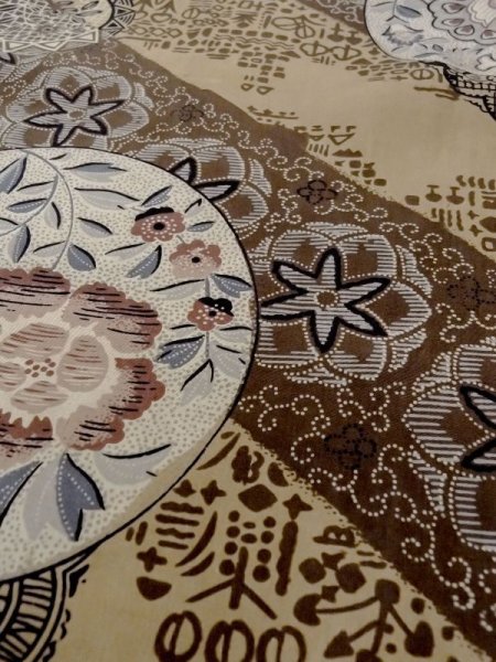 Photo8: M1128N Vintage Japanese   Brown Men's Juban / Cotton. Flower,   (Grade D) (8)