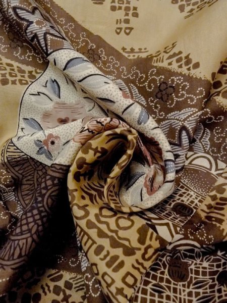 Photo11: M1128N Vintage Japanese   Brown Men's Juban / Cotton. Flower,   (Grade D) (11)