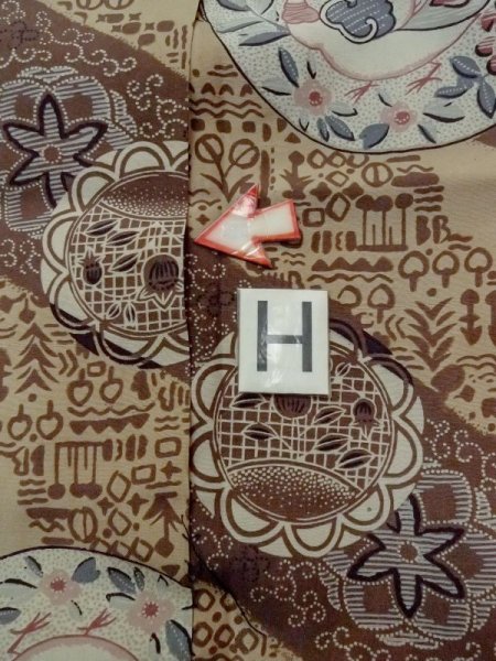 Photo21: M1128N Vintage Japanese   Brown Men's Juban / Cotton. Flower,   (Grade D) (21)