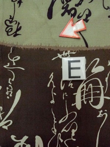 Photo18: M1128O Vintage Japanese  Grayish Brown Men's Juban / Cotton.  Japanese characteres design  (Grade D) (18)