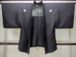 Photo1: M1128P Vintage Japanese   Black HAORI short jacket / Silk.    (Grade D) (1)